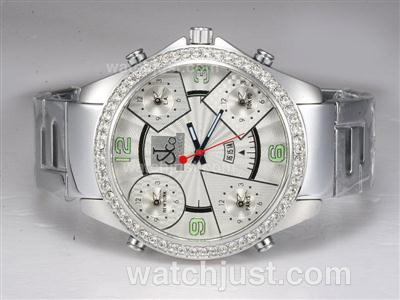 Jacob & Co Classic Five Time Zone Diamond Bezel with White Dial
