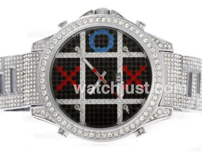 Jacob & Co Classic Five Time Zone Full Diamond with Black Dial