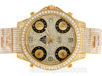 Jacob & Co Classic Five Time Zone Full Gold with Full Diamond