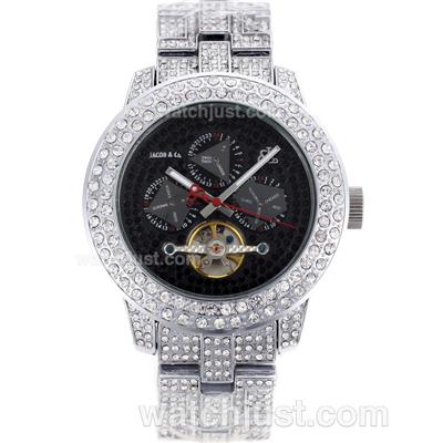 Jacob & Co Rainbow Tourbillon Automatic Full Diamond Case and Black Diamond Dial