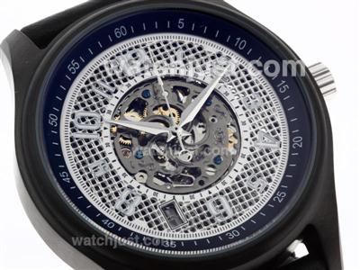 Jaeger-Lecoultre Amvox Automatic Skeleton PVD Case with White Dial-Leather Strap
