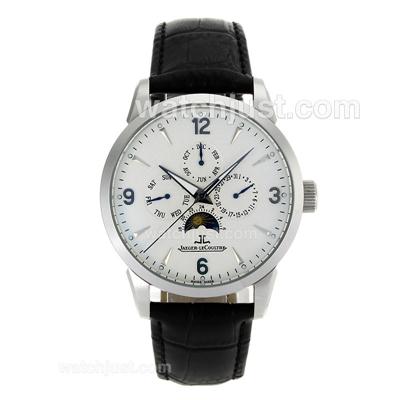 Jaeger-Lecoultre Duometre Automatic with White Dial-Leather Strap