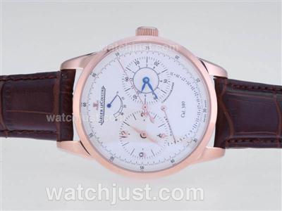 Jaeger-Lecoultre Duometre Working Power Reserve Rose Gold Case with White Dial