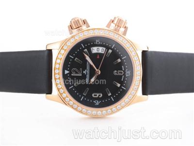 Jaeger-LeCoultre Master Compressor Diving Rose Gold Case Black Dial with Diamond Bezel