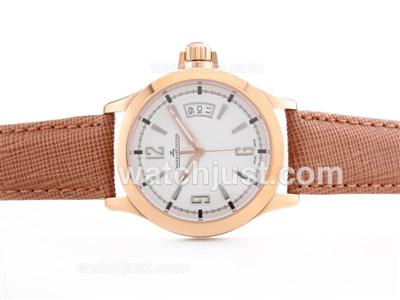 Jaeger-LeCoultre Master Compressor Diving Rose Gold Case with Brown Strap-Lady Size