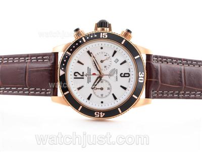 Jaeger-LeCoultre Master Compressor Diving Working Chrono Rose Gold Case with White Dial