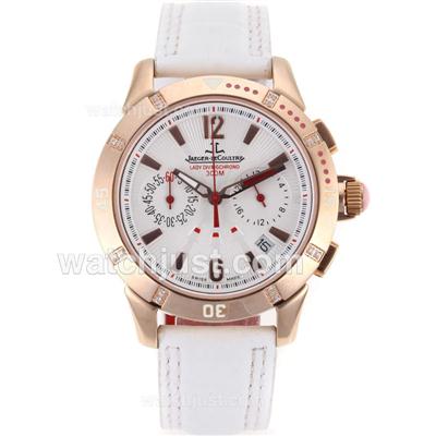 Jaeger Lecoultre Master Compressor Lady Diving Working Chrono Rose Gold Case with White Dial