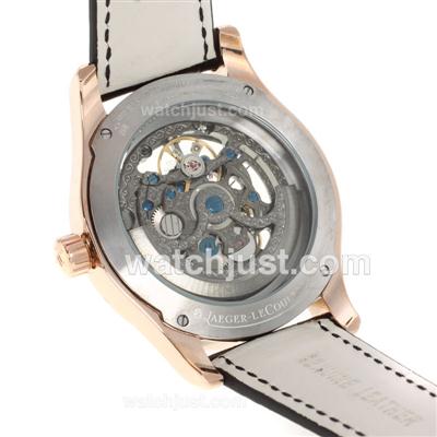 Jaeger-Lecoultre Master Control Automatic Rose Gold Case with Skeleton Dial-Leather Strap
