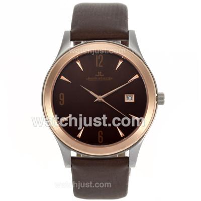 Jaeger-Lecoultre Master Control Automatic Two Tone Case with Brown Dial-Leather Strap