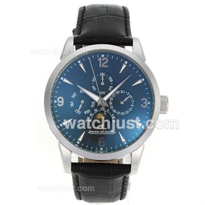 Jaeger-Lecoultre Master Control Moonphase Automatic with Black Dial-Leather Strap