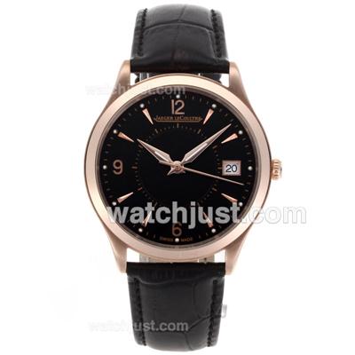 Jaeger-Lecoultre Master Control Rose Gold Case with Black Dial-Leather Strap