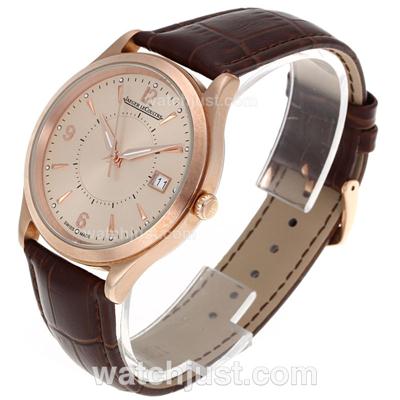 Jaeger-Lecoultre Master Control Rose Gold Case with Champagne Dial-Leather Strap