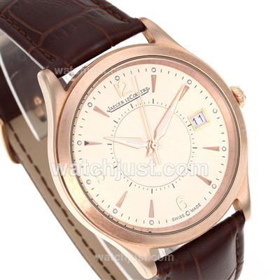 Jaeger-Lecoultre Master Control Rose Gold Case with Champagne Dial-Leather Strap