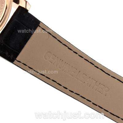 Jaeger-Lecoultre Master Control Tourbillon Automatic Rose Gold Case with Black Dial-Leather Strap