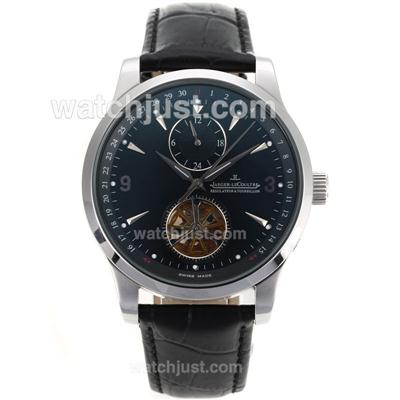 Jaeger-Lecoultre Master Control Tourbillon Automatic with Black Dial-Leather Strap