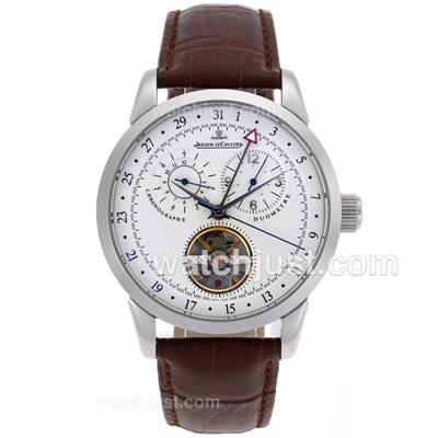 Jaeger-Lecoultre Master Control Tourbillon Automatic with White Dial-Leather Strap