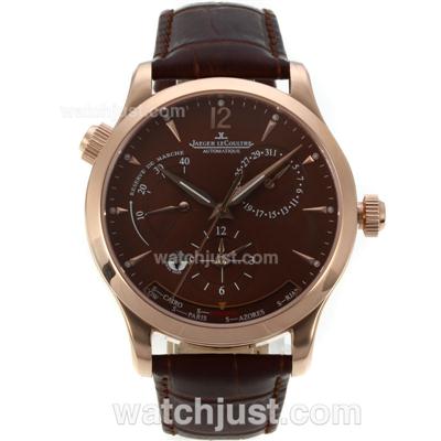 Jaeger-Lecoultre Master Control Working Power Reserve Automatic Rose Gold Case with Brown Dial-18K Plated Gold Movement