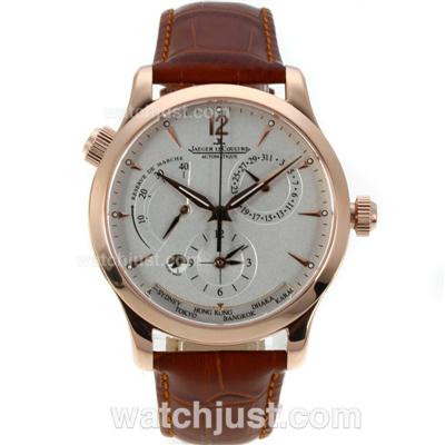 Jaeger-Lecoultre Master Control Working Power Reserve Automatic Rose Gold Case with Grey Dial-18K Plated Gold Movement