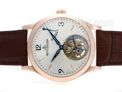 Jaeger-Lecoultre Master Reserve de Marche Tourbillon Rose Gold Case with White Dial