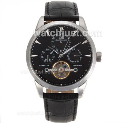 Jaeger-Lecoultre Tourbillon Automatic Black Dial-Leather Strap