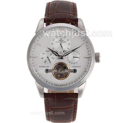 Jaeger-Lecoultre Tourbillon Automatic White Dial-Leather Strap