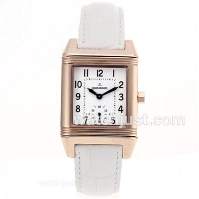 Jaeger-Lecoulbre Reverso Rose Gold Case with White Dial-Sapphire Glass
