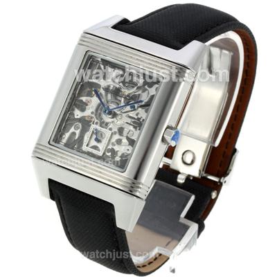 Jaeger-Lecoultre Reverso Manual Winding with Skeleton Dial-Leather Strap