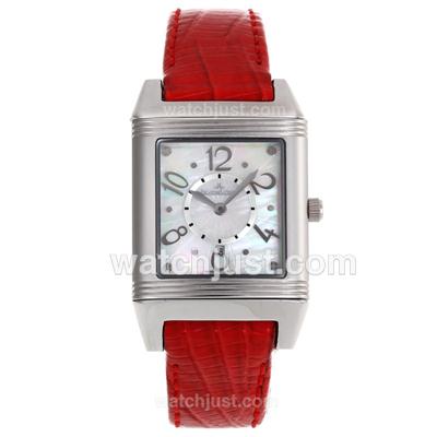 Jaeger-Lecoultre Reverso MOP Dial with Red Leather Strap