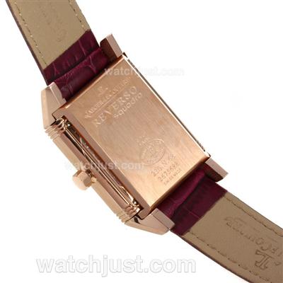 Jaeger-Lecoultre Reverso Rose Gold Case with Blue MOP Dial-Leather Strap