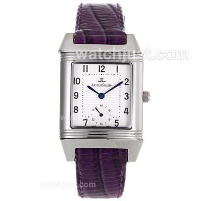 Jaeger-Lecoultre Reverso White Dial with Purple Leather Strap