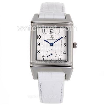 Jaeger-Lecoultre Reverso White Dial with White Leather Strap