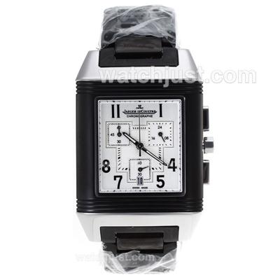 Jaeger-Lecoultre Reverso Working Chronograph with White Dial-PVD Strap