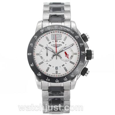 Longines Admiral Working Chronograph with White Dial S/S