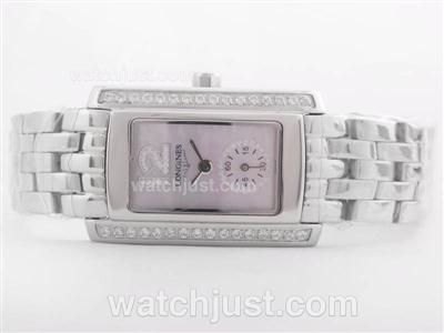 Longines Evidenza Diamond Bezel with Pink MOP Dial-Lady Size