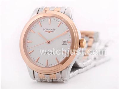 Longines Flagship Automatic Two Tone White Dial with Stick Marking