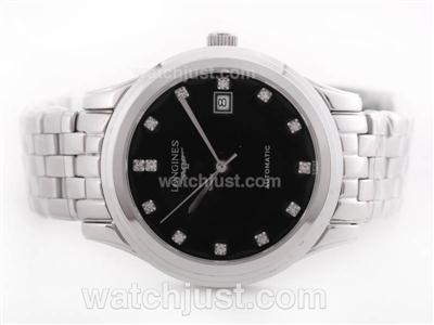 Longines Flagship Automatic with Black Dial-Diamond Marking S/S