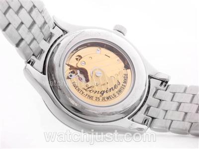 Longines Flaship Automatic with White Dial-Diamond Marking S/S