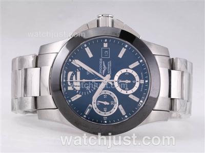 Longines Hydroconquest V Chronograph Swiss Valjoux 7750 Movement with Black Dial-Ceramic Bezel