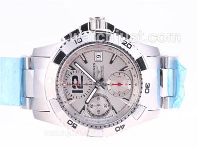 Longines Hydroconquest V Chronograph Swiss Valjoux 7750 Movement with Gray Dial