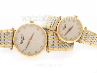 Longines La Grande Classique Swiss ETA Movement Diamond Marking with Champagne Dial-Couple Watch