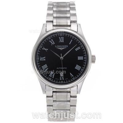 Longines Master Collection Automatic Roman Markers with Black Dial S/S-Sapphire Glass