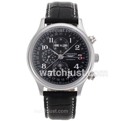 Longines Master Collection Perpetual Calendar Automatic with Black Dial-Sapphire Glass