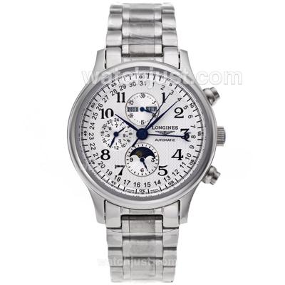 Longines Master Collection Perpetual Calendar Automatic with White Dial-Sapphire Glass