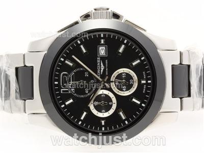Longines Master Collection Working Chronograph with Black Dial-Ceramic Bezel