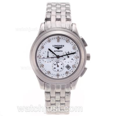 Longines PrimaLuna Automatic Diamond Markers with White Dial S/S