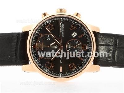 Montblanc Classic Flyback Automatic Rose Gold Case with Black Dial -Leather Strap