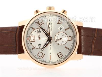 Montblanc Classic Flyback Automatic Rose Gold Case with White Dial - Leather Strap