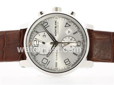 Montblanc Classic Flyback Automatic with White Dial - Leather Strap
