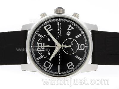 Montblanc Classic Flyback Working Chronograph with Black Dial-Leather Strap