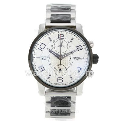 Montblanc Flyback Automatic PVD Bezel with White Dial-SS/PVD Strap